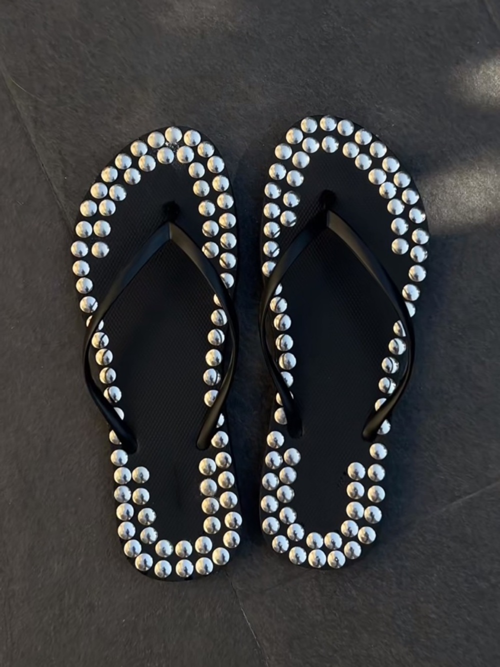 Studded Black Flip Flops